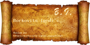 Borkovits Ignác névjegykártya